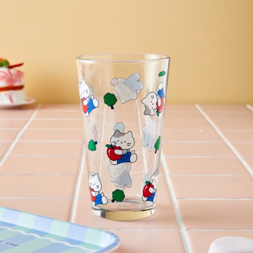 애플팜 피크닉 밀크캣 유리컵 460ML_KT2124006