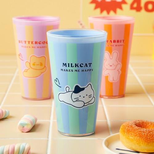 플라스틱 밀크캣 컵 600ML 블루_KT1124011