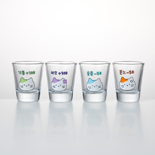 밀크캣 페이스 유리 소주잔 4P SET_KT2124001