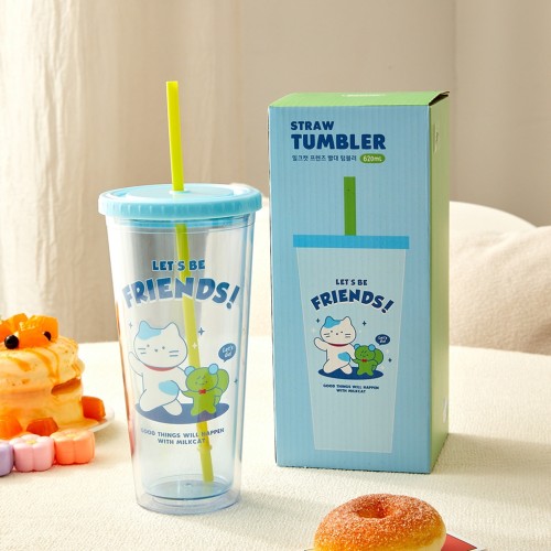 밀크캣 프렌즈 빨대텀블러 620ml 블루_KT1124001