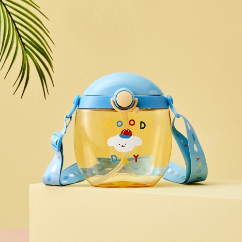 애니멀힐즈 트라이탄 빨대 스트랩 납작물병(꾸러기비숑)_550ML_KI0524006