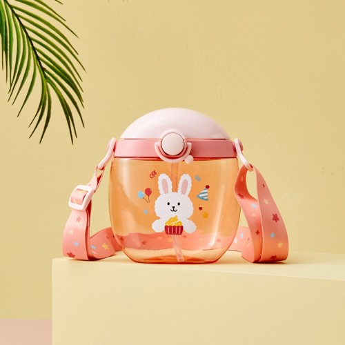 애니멀힐즈 트라이탄 빨대 스트랩 납작물병(디저트래빗)_550ML_KI0524005