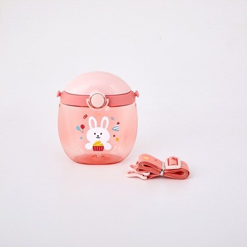 애니멀힐즈 트라이탄 빨대 스트랩 납작물병(디저트래빗)_550ML_KI0524005