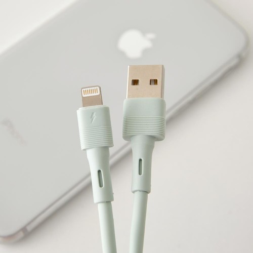 2.4A 꼬임 방지 고탄성 실리콘 케이블 1M USB-라이트닝 세이지 그린