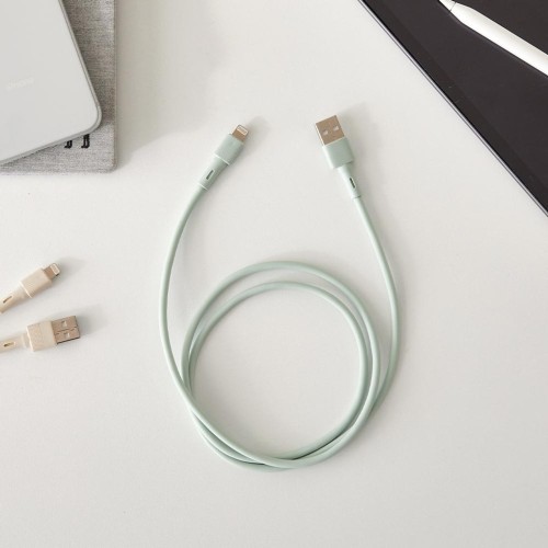 2.4A 꼬임 방지 고탄성 실리콘 케이블 1M USB-라이트닝 세이지 그린