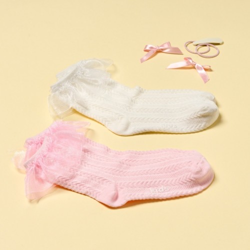 러블리 레이스 양말 2P SET 4-7Y 아이보리 라이트핑크_CZ8125024