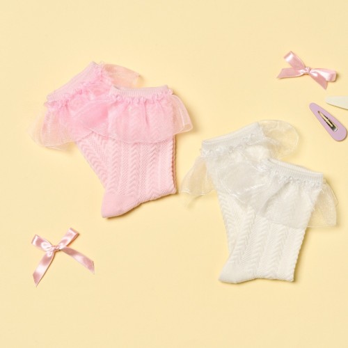 러블리 레이스 양말 2P SET 4-7Y 아이보리 라이트핑크_CZ8125024