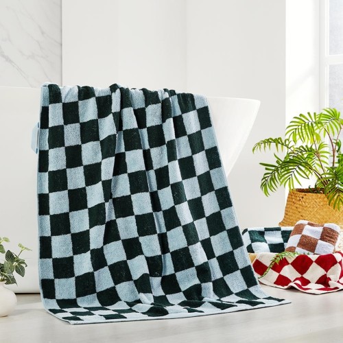 빅 체커보드 바스타월 MINT BLUE 70X140cm 460g_BG0124073