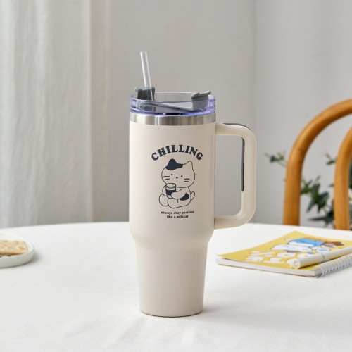 큐티뽀짝 밀크캣 스테인리스 빅텀블러 1150ML 그레이_KT4124010