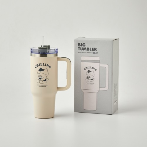 큐티뽀짝 밀크캣 스테인리스 빅텀블러 1150ML 그레이_KT4124010