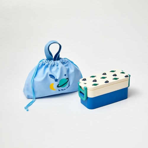 2단 플라스틱 어린이도시락(투더문 750ml)_칸막이없음 폴리가방포함_KI0824011