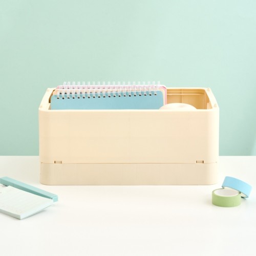 깔끔 폴딩바스켓 M 바닐라크림 (27.6x18.8x12cm)_KL0625001
