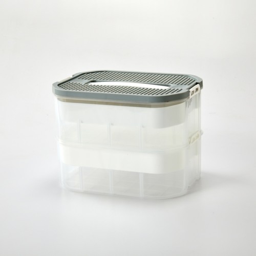 ON 분류와 이동이 편한 뚜껑활용 2단 블록정리함 30.5x22.5x22cm 블루그레이