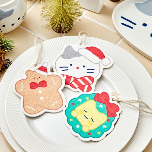 크리스마스 밀크캣 버터곰 버터군 펄프 수세미 3P SET_KT9124001