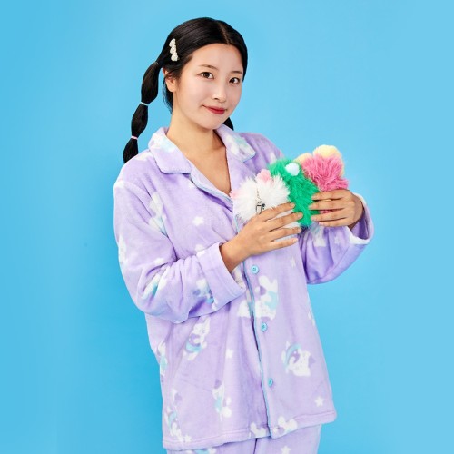 보들보들 밀크캣 극세사 파자마 상하세트 공용 L 퍼플_FA2623046