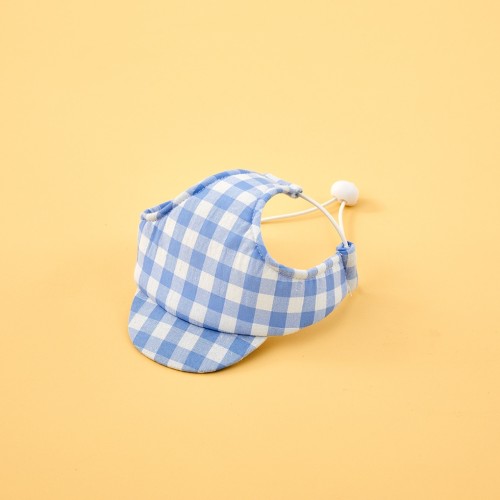 펫본) 강아지 산책모자 블루체크_PT0624005