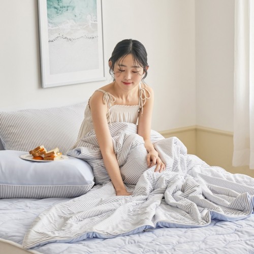 ON 3도씨 쿨나잇 냉감 얇은 솜이불 S 150*200 그레이스트라이프_CV0225111