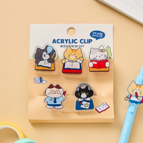 밀크캣 스쿨 아크릴 집게 5P SET_FM0525008