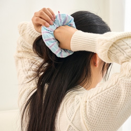 시원한 시어서커 헤어 스크런치 블루_FA2425001