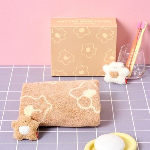 올데이 펀치 버터곰 핸드타올 2PCS 34*34 아이보리_FB1225007